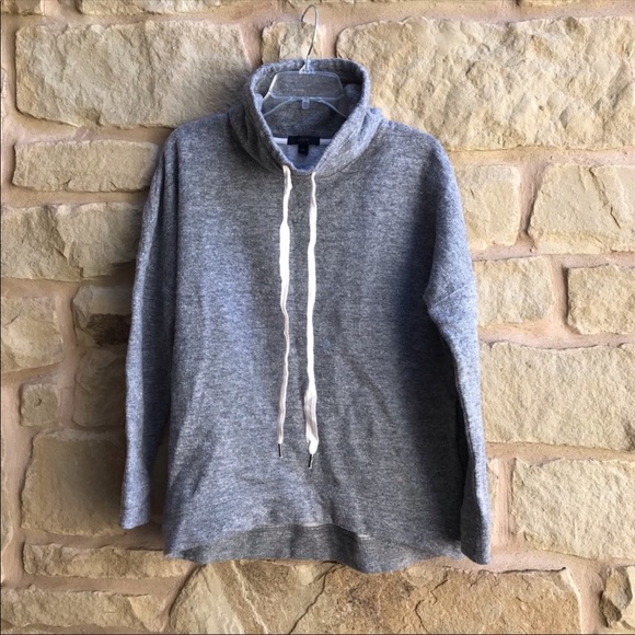 J. Crew Tops - J Crew Gray Drawstring Neck Sweatshirt Pullover